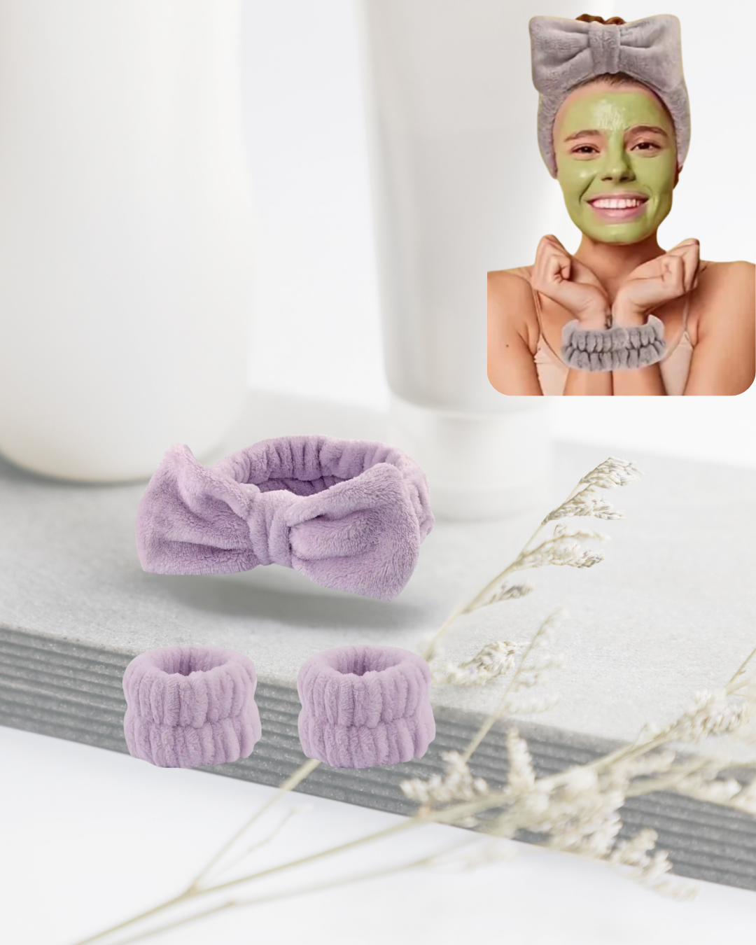 BANDEAU ET PROTEGES POIGNETS ELASTIQUE SKINCARE #VIOLET