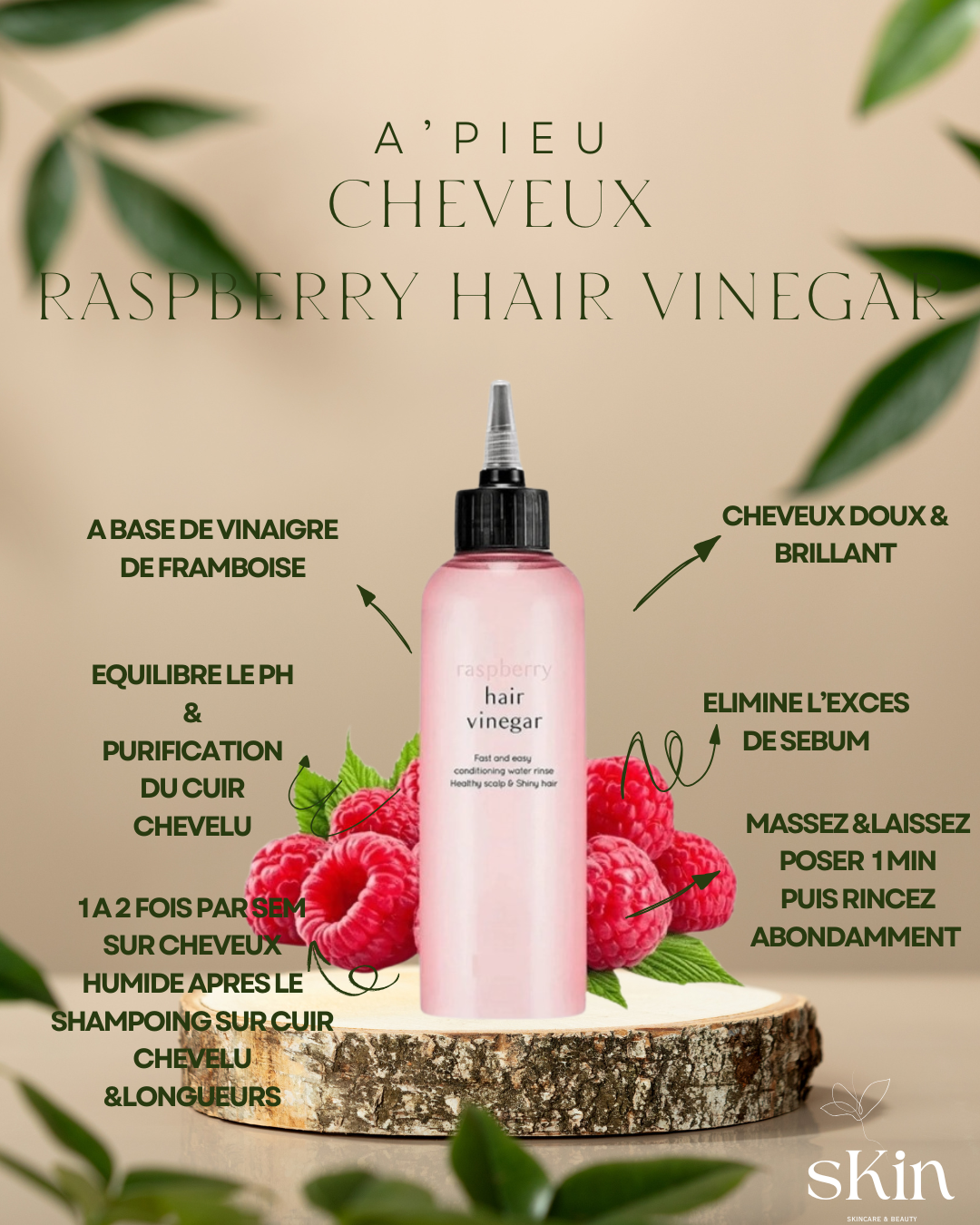 A'PIEU LOTION CHEVEUX RASPBERRY HAIR VINEGAR