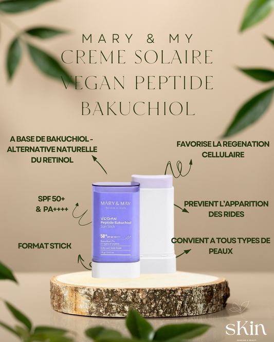 MARY & MAY PROTECTION SOLAIRE VEGAN PEPTIDE BAKUCHIOL SUN STICK
