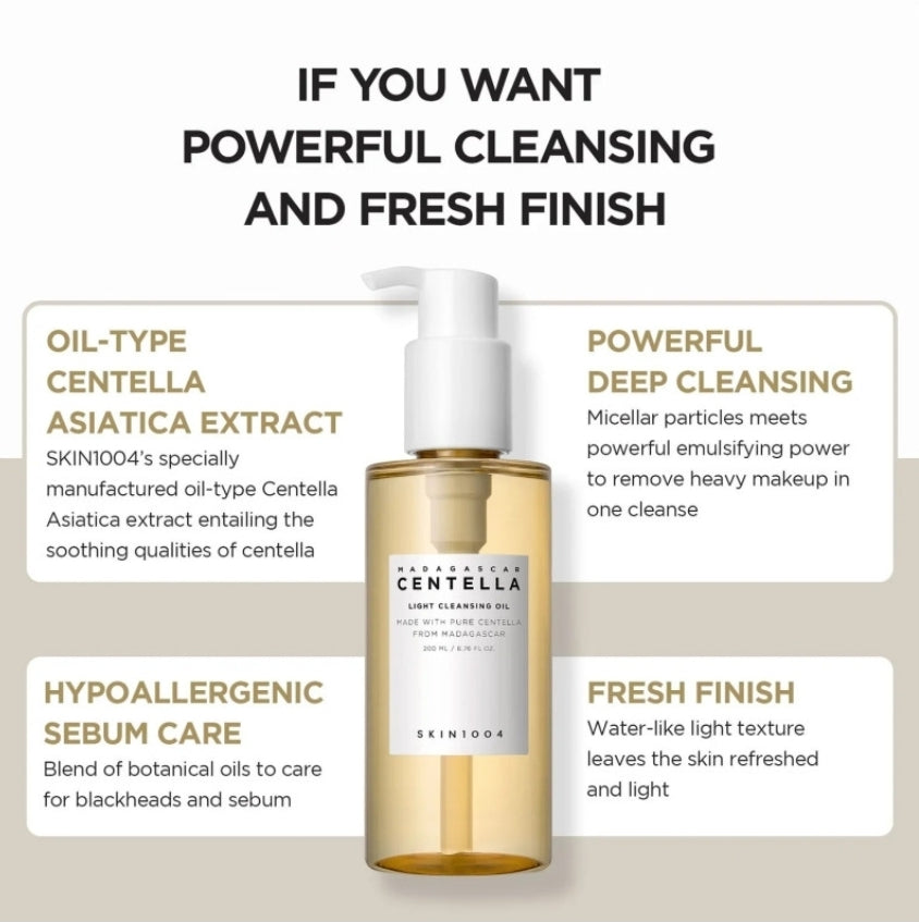 SKIN1004 HUILE NETTOYANTE MADAGASCAR CENTELLA LIGHT CLEANSING OIL